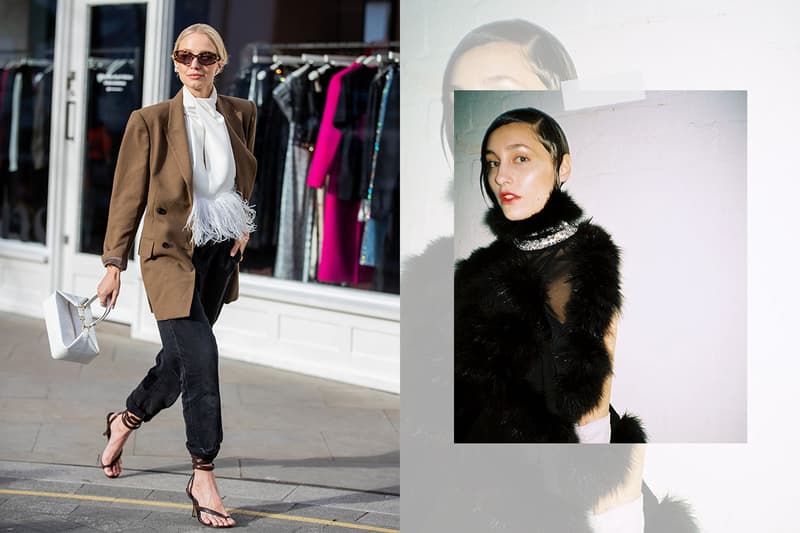 Leonie Hanne is seen wearing brown blazer, white blouse, black pants,white bag outside 16Arlington during London Fashion Week February 2020 on February 14, 2020 in London, England.