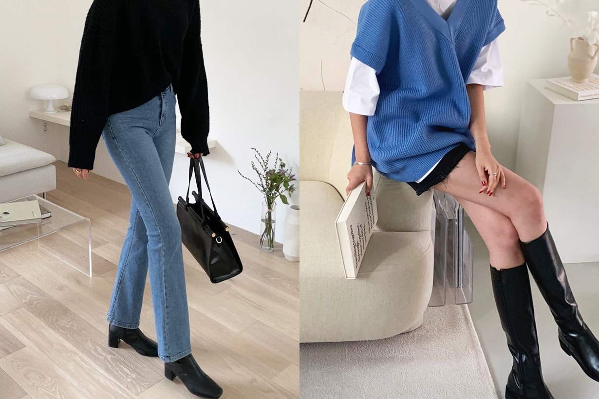 2020 Fall Winter Korean Girls Styling trends shoes trends Sneakers White Sneakers Dad Sneakers Ballerina Flats Mules Ankle Boots Over knee boots fashion trends