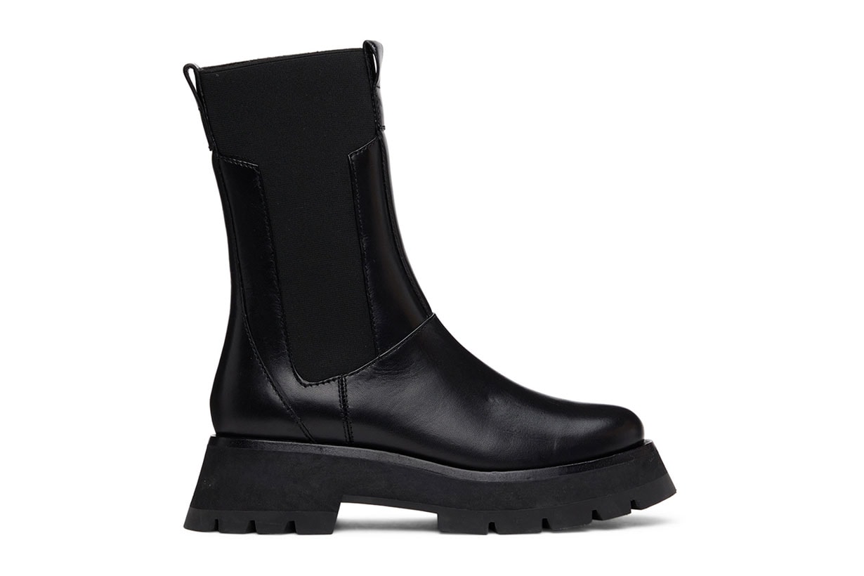 3.1 Phillip Lim Black Lug Sole Kate Mid-Calf Chelsea Boots