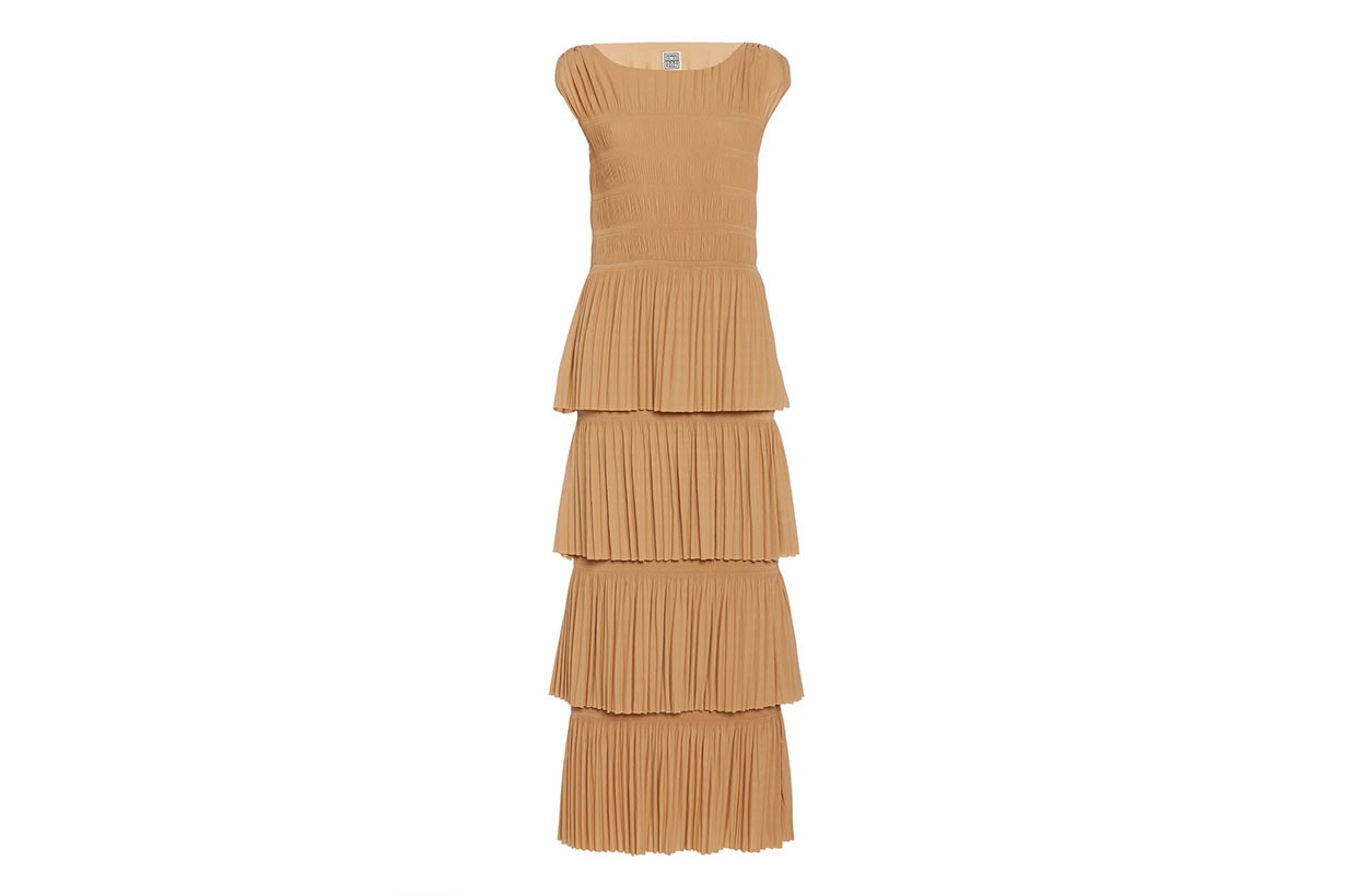Aramon Tiered Pleated Crepe Maxi Dress