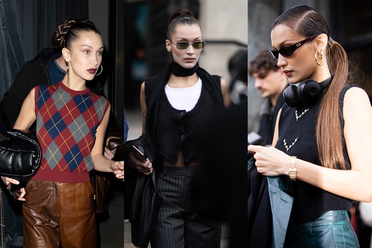 Bella Hadid Knitted Vest V neck sweater celebrities style street style fall winter 2020 fashion trends