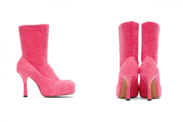 bottega veneta bold boots knit furry pink white fall winter 2020