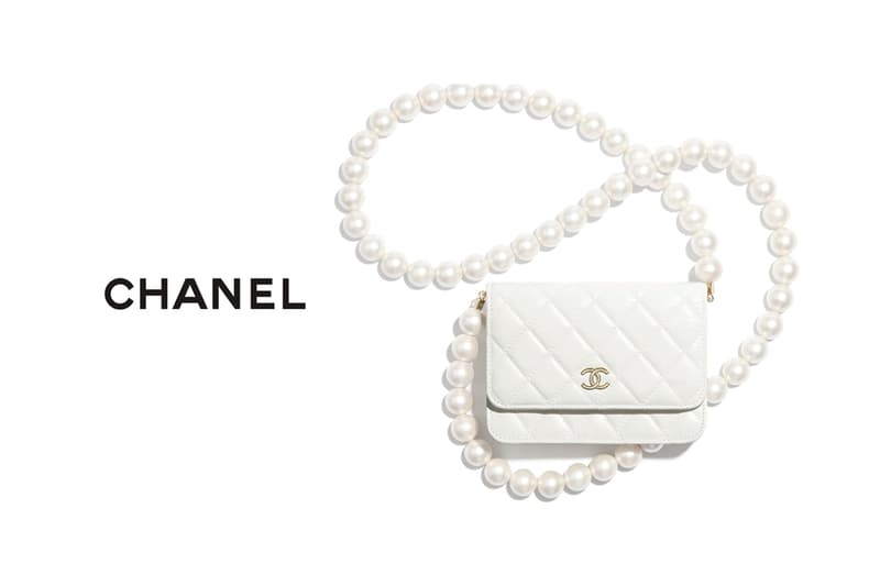 chanel 2020 fw wallet on chain pearl white