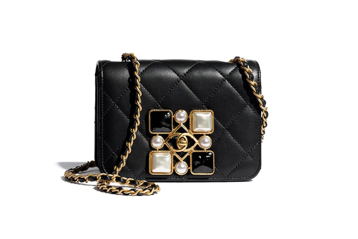 Chanel Calfskin Bag with Crystal Pearls and Resin