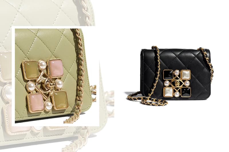 Chanel Calfskin Bag with Crystal Pearls and Resin