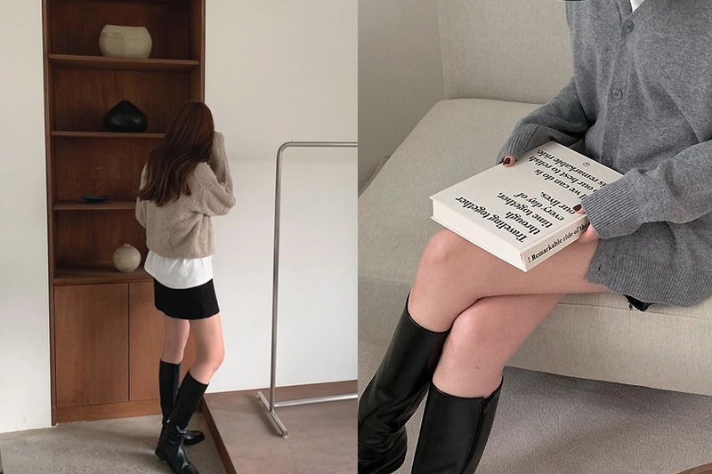 knee high boots Korean instagram fashion blogger shoes 2020fw