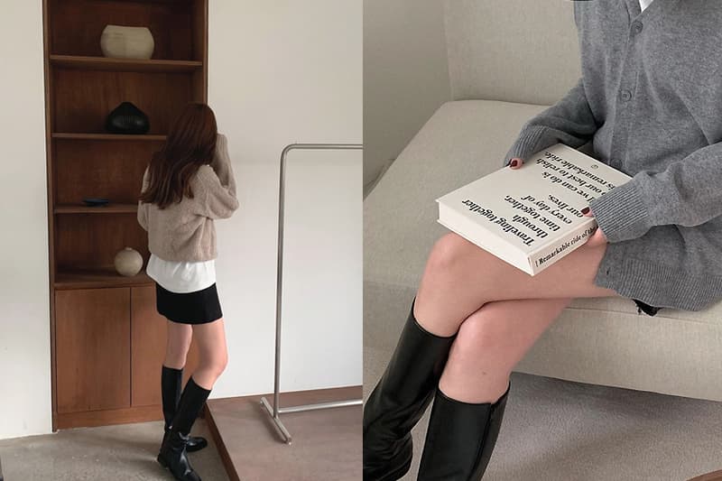 knee high boots Korean instagram fashion blogger shoes 2020fw