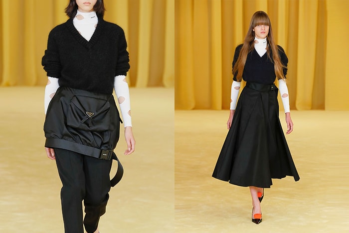 #MFW：Prada 首場雙總監合作秀，附有小包的尼龍黑裙成焦點！