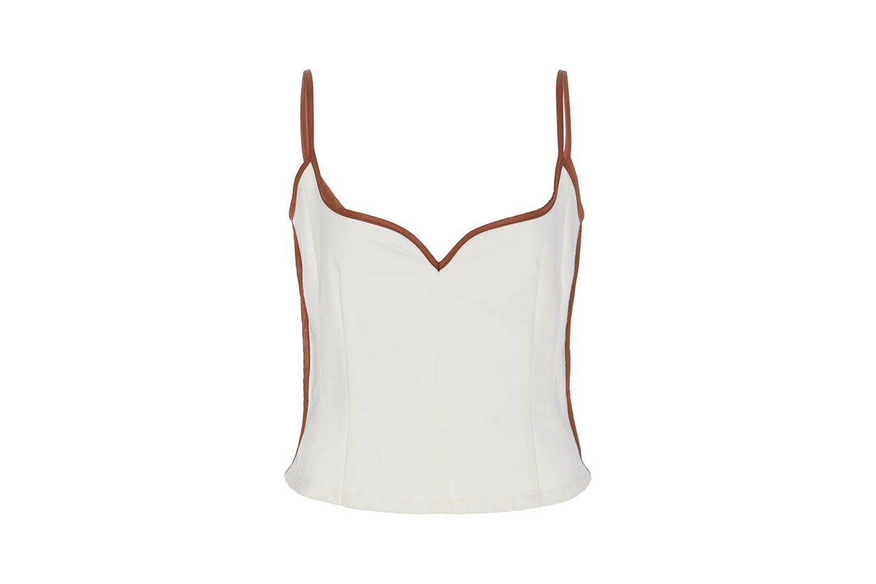 Heart Leather-Trimmed Cotton Tank Top