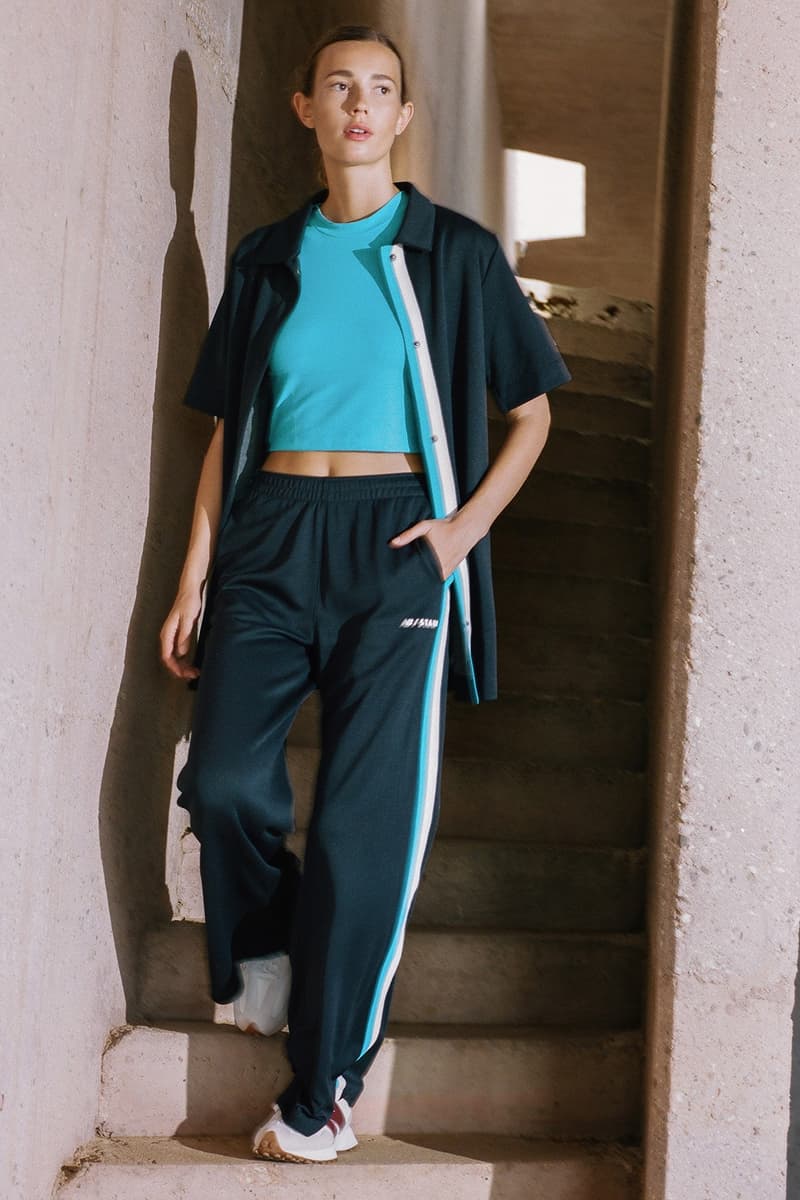 staud new balance activewear collaboration collection 327 sneaker bike shorts leggings