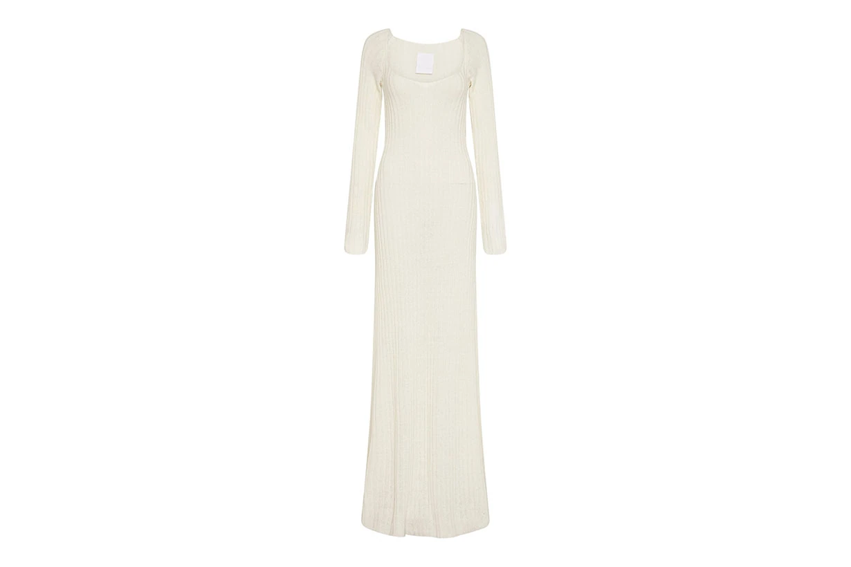 Linen Knit Long Sleeve Maxi Dress