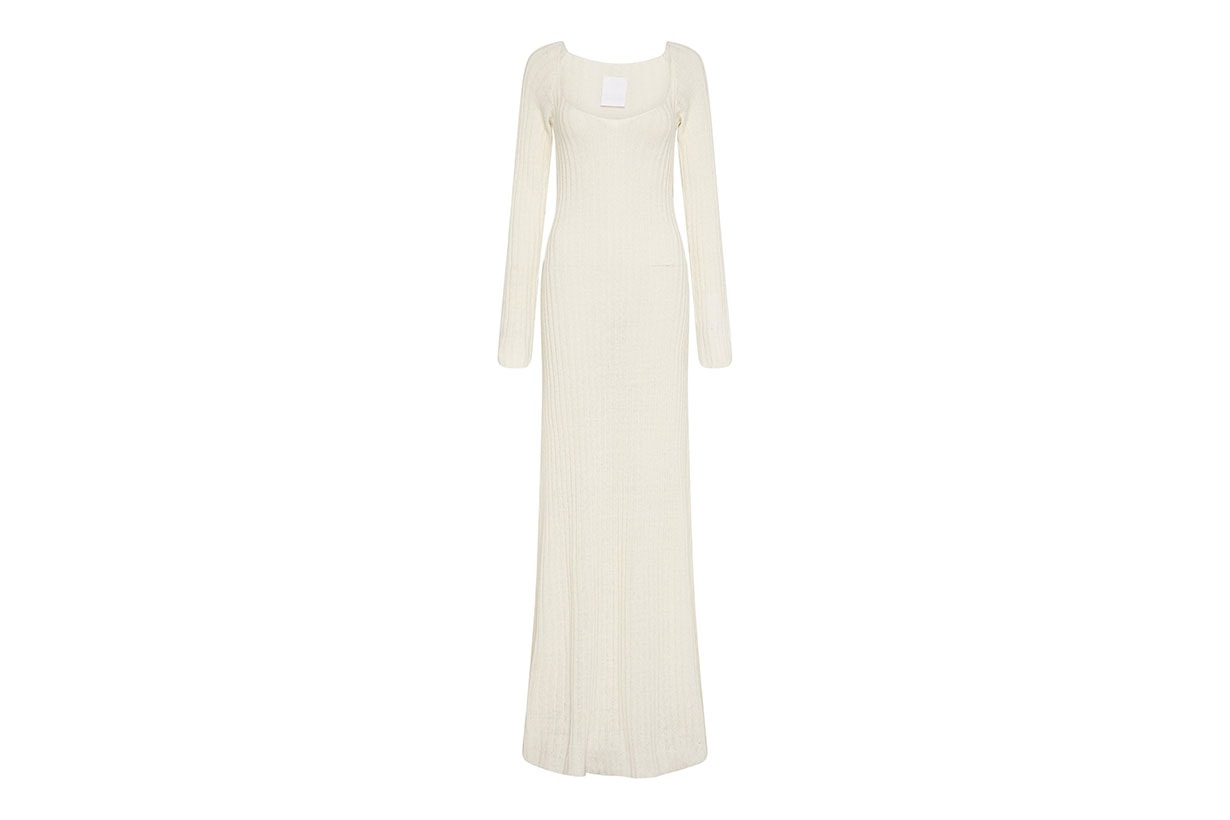 Linen Knit Long Sleeve Maxi Dress