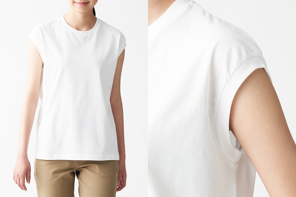 Muji Ladies' Organic Cotton Jersey Knit Tank Plain Top T Shirt Japanese Girls styling fashion items 