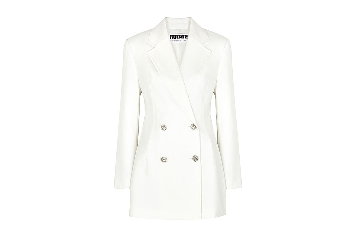 ROTATE BIRGER CHRISTENSEN Fonda white twill mini blazer dress