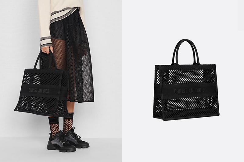 Dior book tote Black Mesh Embroidery handbags 2020