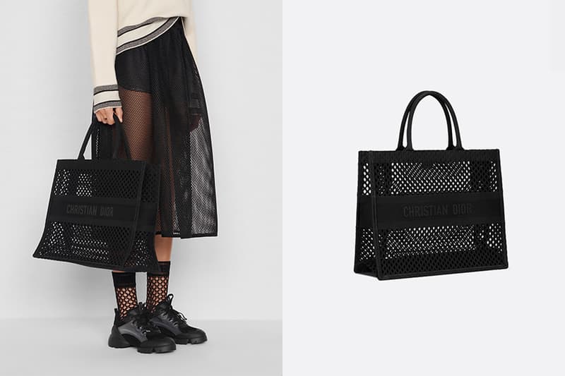 Dior book tote Black Mesh Embroidery handbags 2020