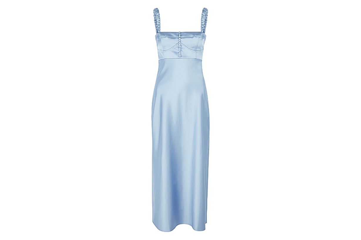 ANNA OCTOBER  Angela blue satin midi dres