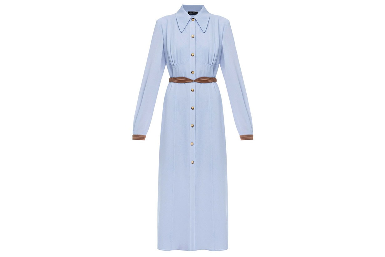 Anna October Alexandra Belted Crepe De Chine Shirt Dress
