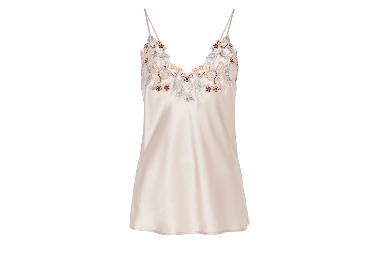 Camisole In Silk With Embroidered Tulle
