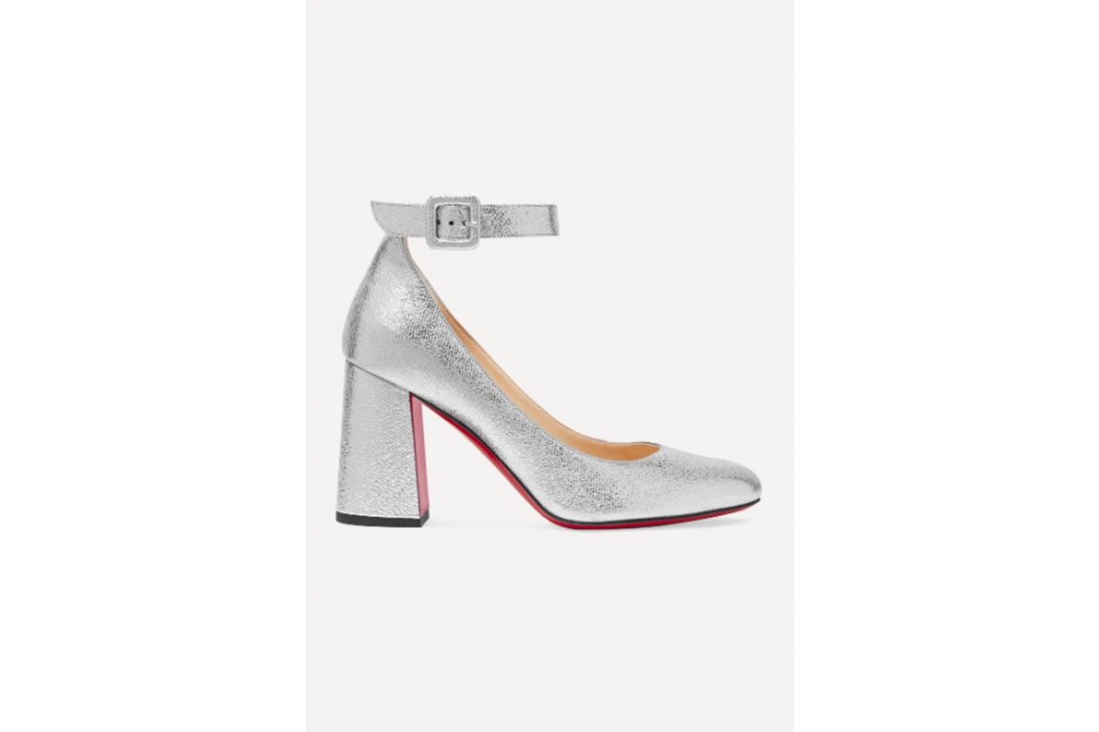 CHRISTIAN LOUBOUTIN Soval 85 metallic textured-leather pumps