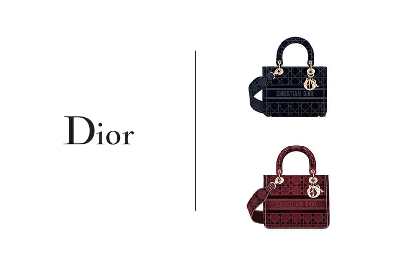 dior lady d lite bag velvet black blue maroon