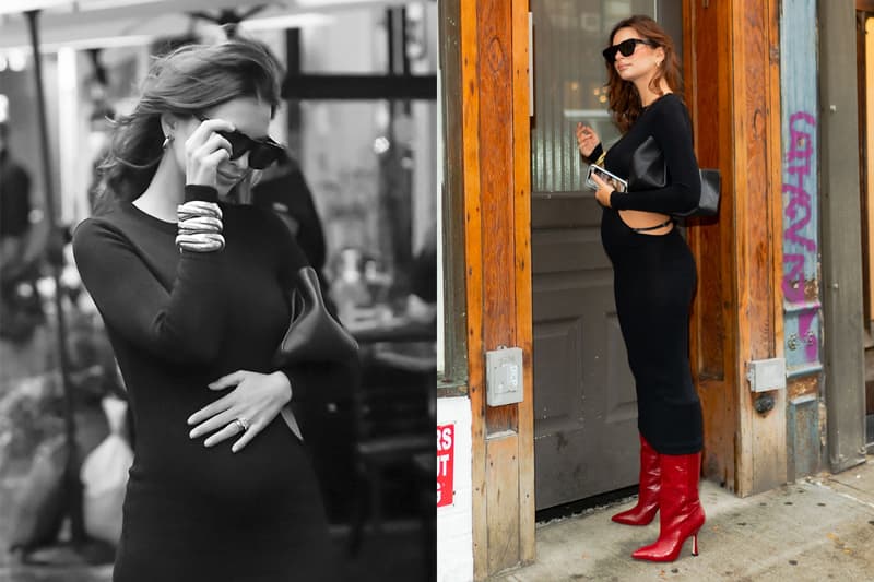 emily Ratajkowski Maternity style AYA MUSE dress khaite Stuart Weitzman