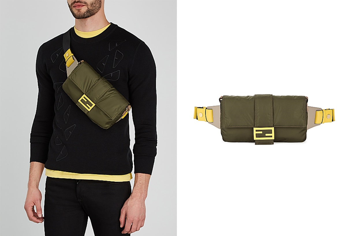 FENDI Baguette army green nylon belt bag