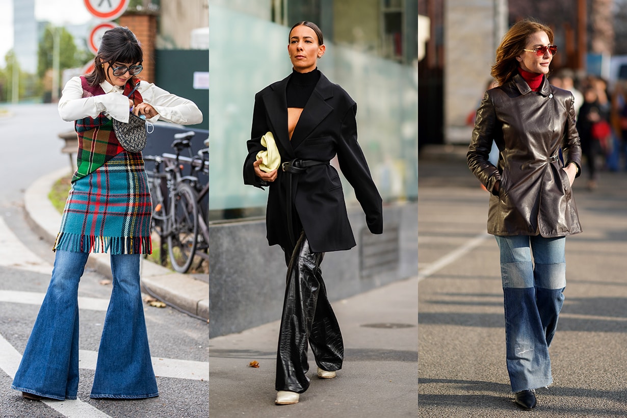 Maria Bernad seen wearing flared denim jeans, checkered dress, white button shirt, Dior bag outside Hermes during Paris Fashion Week - Womenswear Spring Summer 2021 : Day Six on October 03, 2020 in Paris, France.