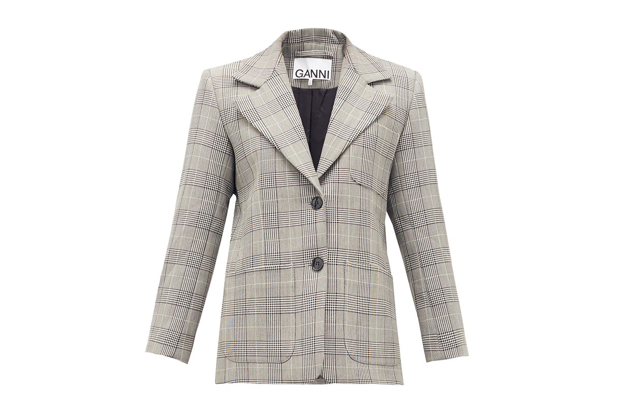 GANNI Single-breasted Prince of Wales-check blazer