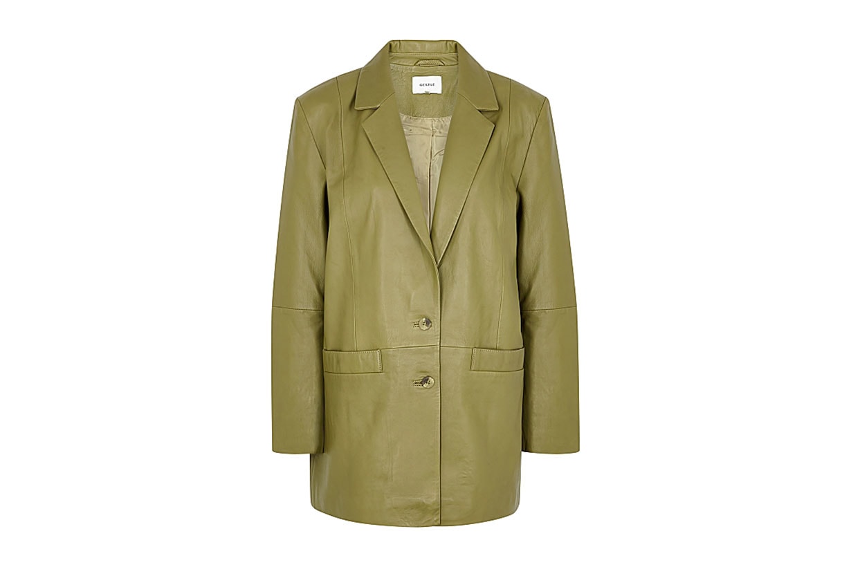 GESTUZ Naloa olive leather blazer