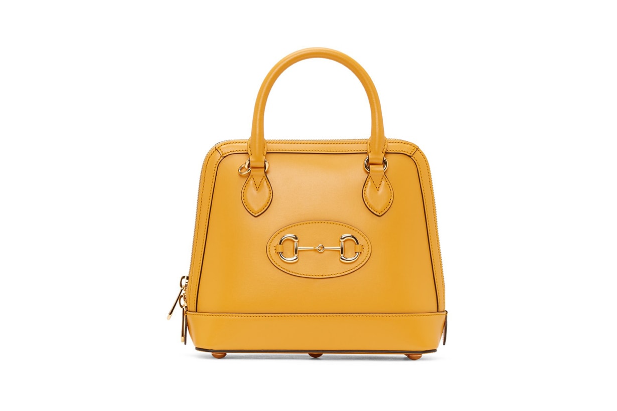 GUCCI Yellow 'Gucci 1955' Horsebit Top Handle Bag
