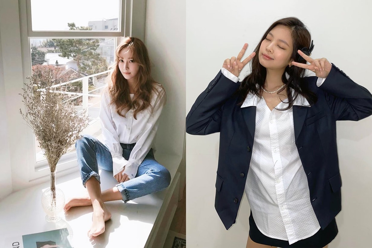 Korean idols celebrities singers actresses White shirt styling tips fashion trends 2020 Fall winter