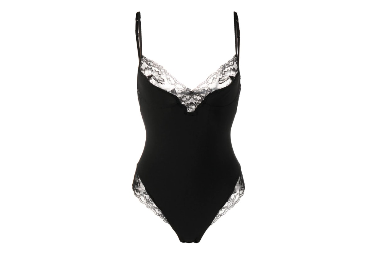 Lace-trim bodysuit