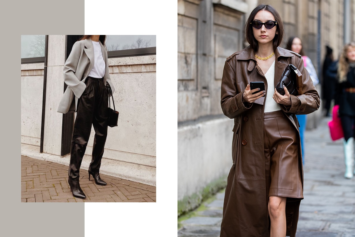 Beatrice Gutu is seen wearing brown shorts and coat, bag outside Altuzarra during Paris Fashion Week - Womenswear Fall/Winter 2020/2021 : Day Six on February 29, 2020 in Paris, France.