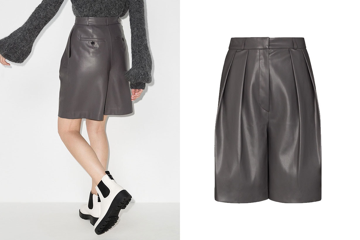 LVIR Pleated Faux Leather Shorts