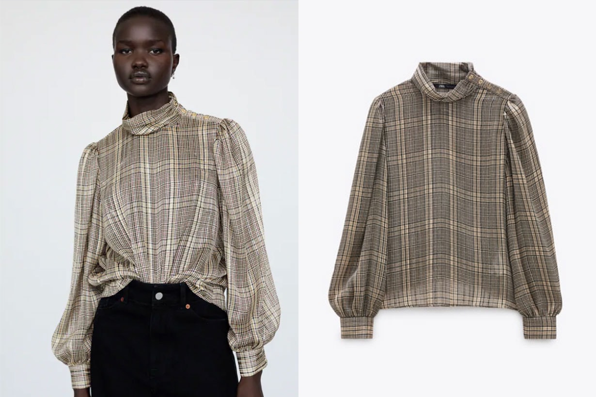 METALLIC THREAD CHECKED BLOUSE