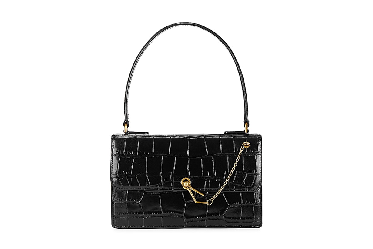 STAUD Jackie crocodile-effect leather top handle bag