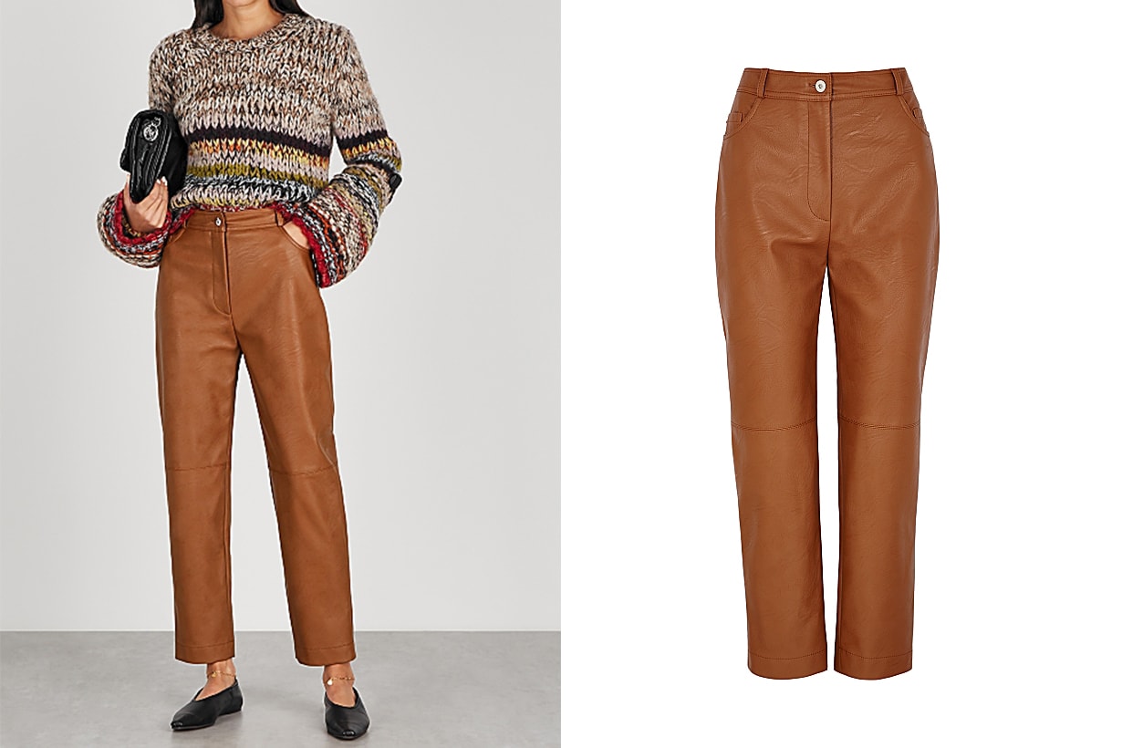 STELLA MCCARTNEY Hailey brown faux leather trousers