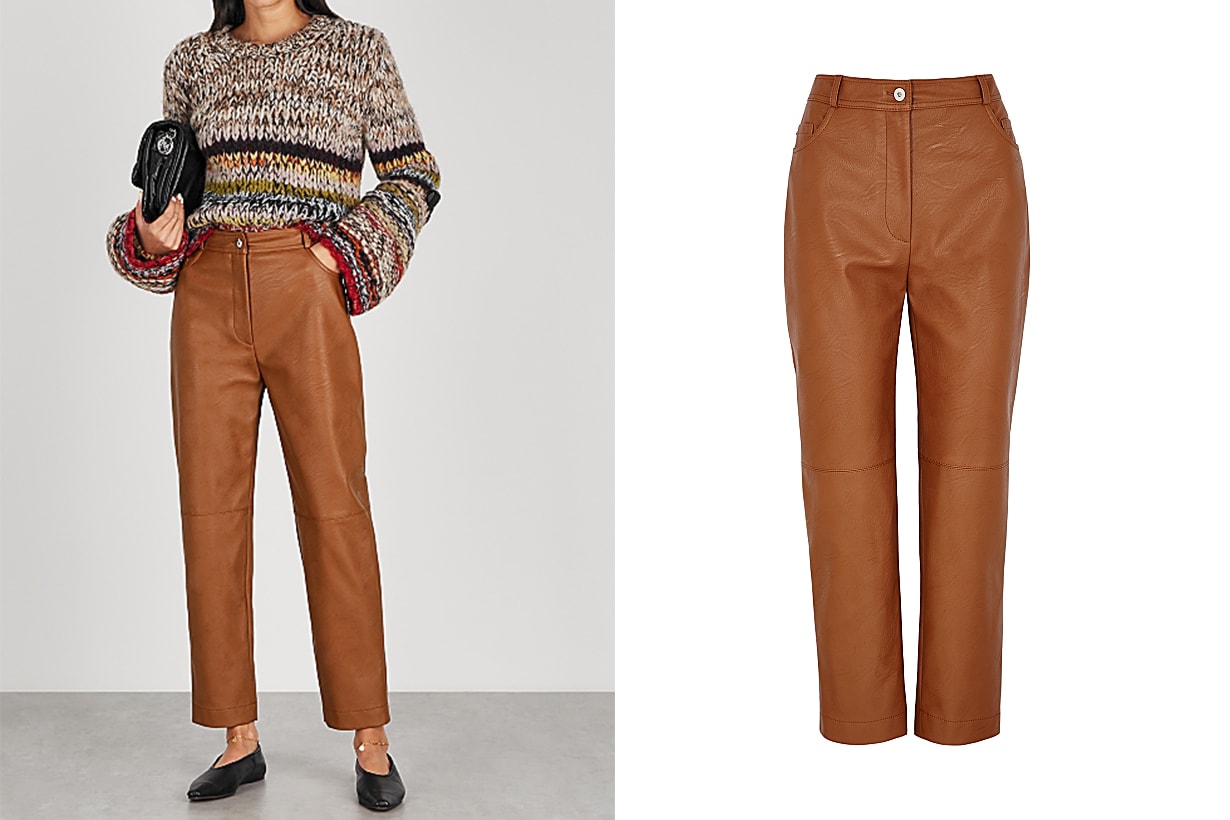 STELLA MCCARTNEY  Hailey brown faux leather trousers