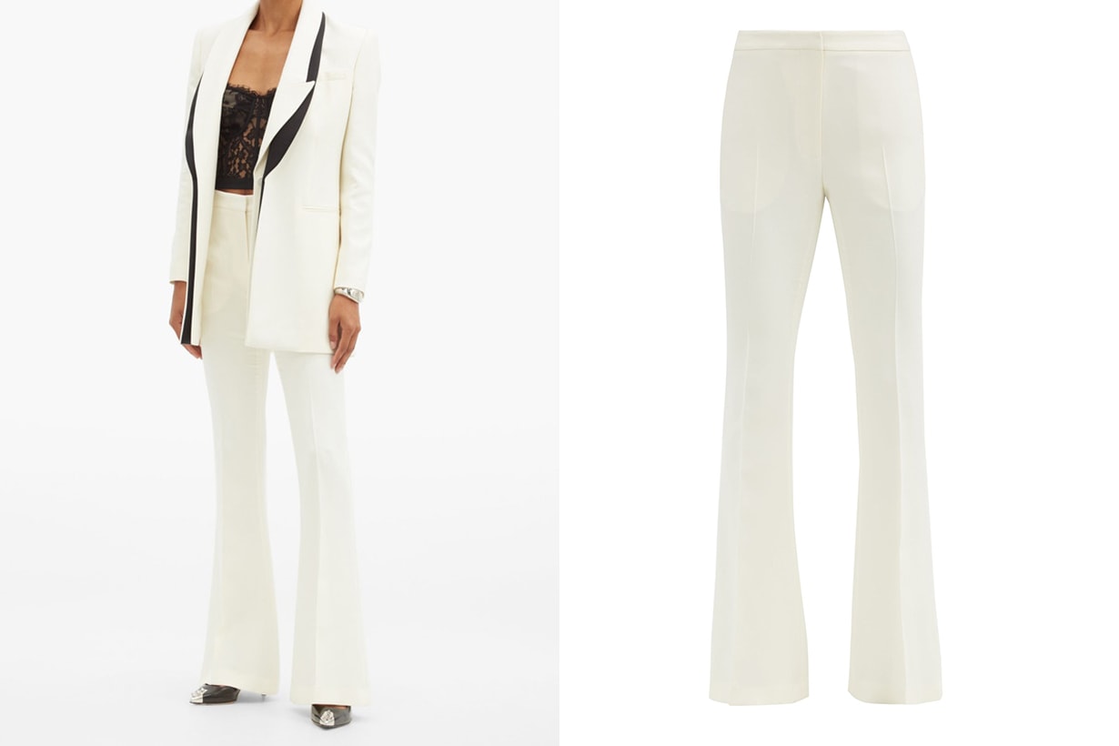 Tailored wool-blend flared trousers