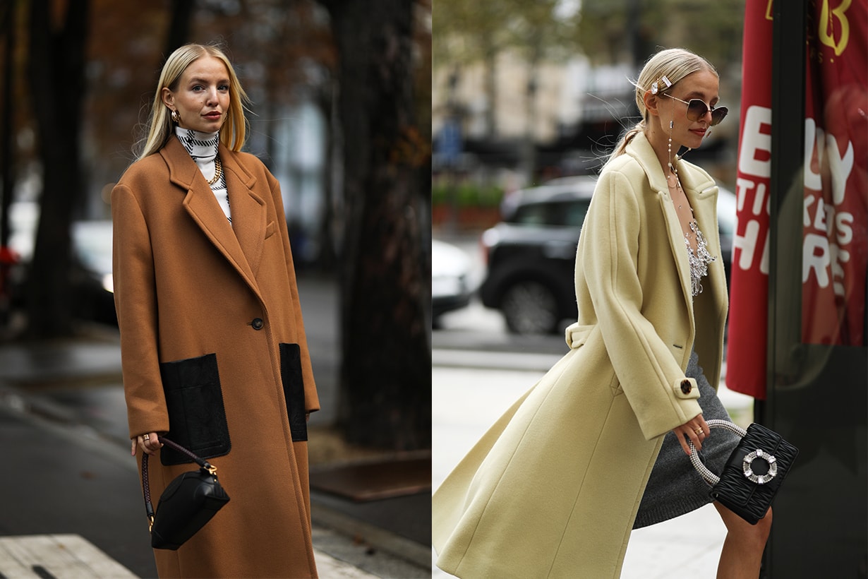 Leonie Hanne seen wearing a complete Miu Miu look outside Miu Miu during Paris Fashion Week - Womenswear Spring Summer 2021 : Day Nine on October 06, 2020 in Paris, France.