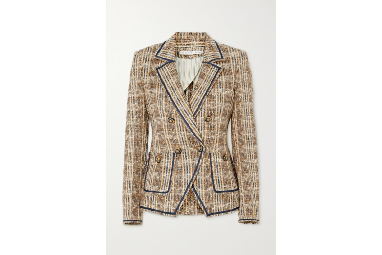 VERONICA BEARD Theron double-breasted checked tweed blazer