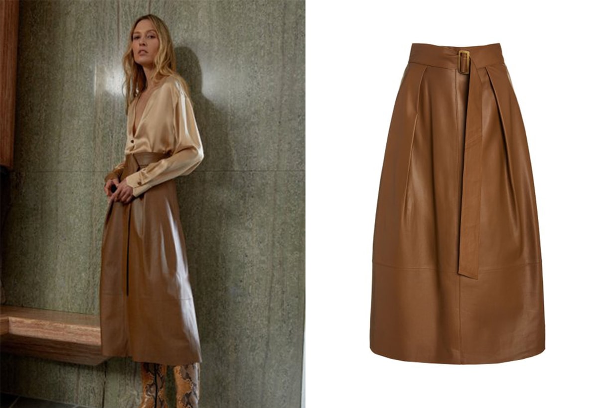 Vince Belted Leather Skirt