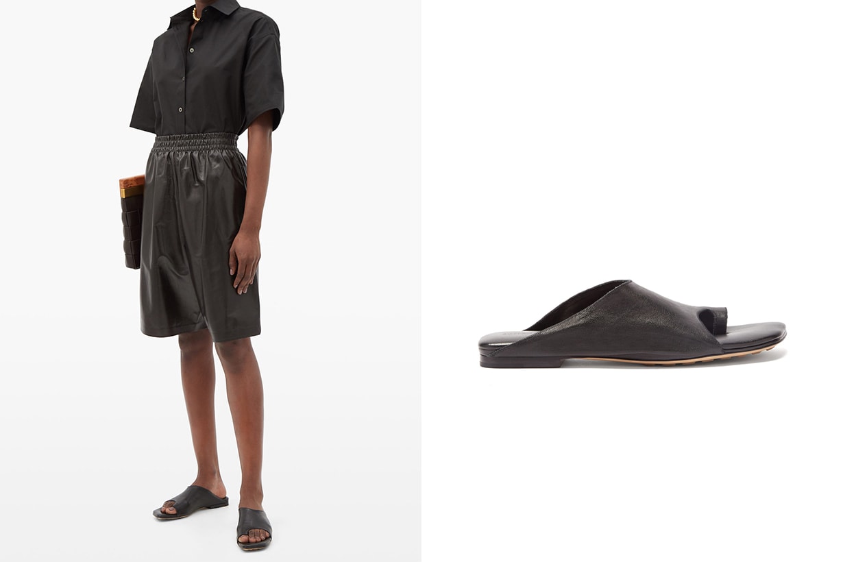 Fall Winter 2020 Office Look Office style Office outfit fashion styling tips fashion items fashion trends BOTTEGA VENETA Toe-loop leather slides Justine Clenquet earrings necklace