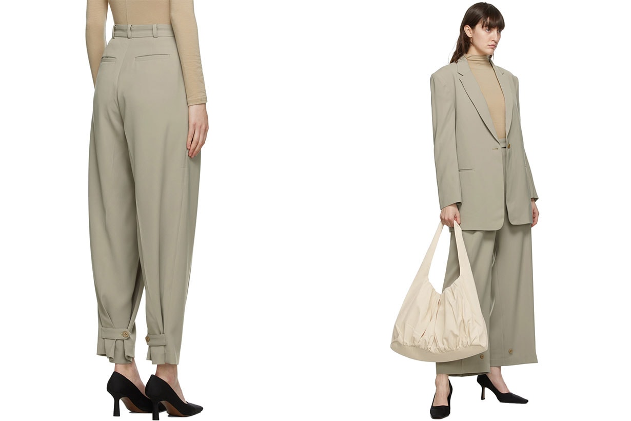 Beige El Tuck Trousers