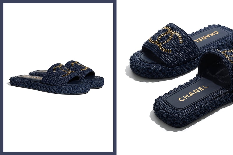 Chanel Navy Mules