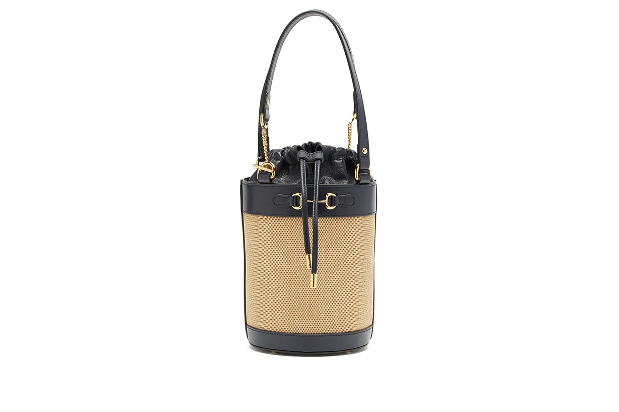 Gucci 1955 Horsebit leather and canvas bucket bag 2020 fw handbags