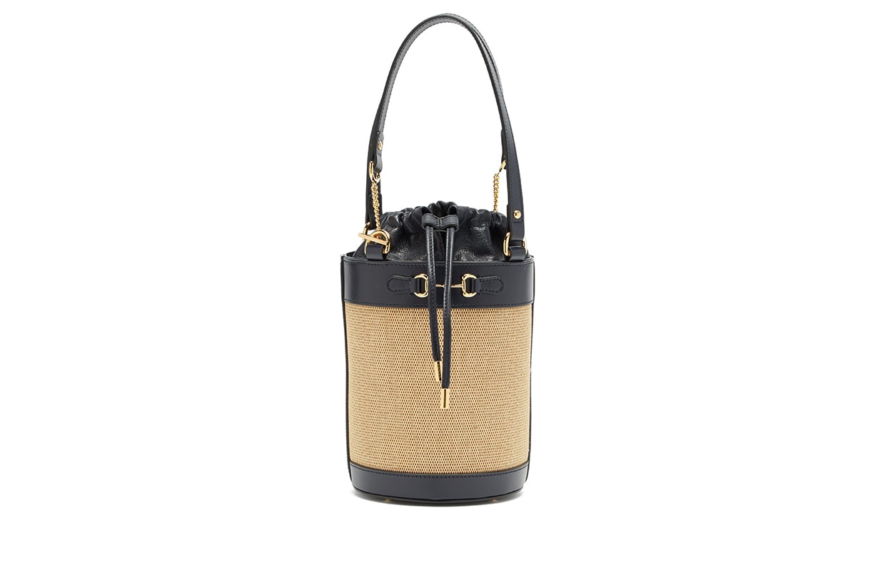 Gucci 1955 Horsebit leather and canvas bucket bag 2020 fw handbags 