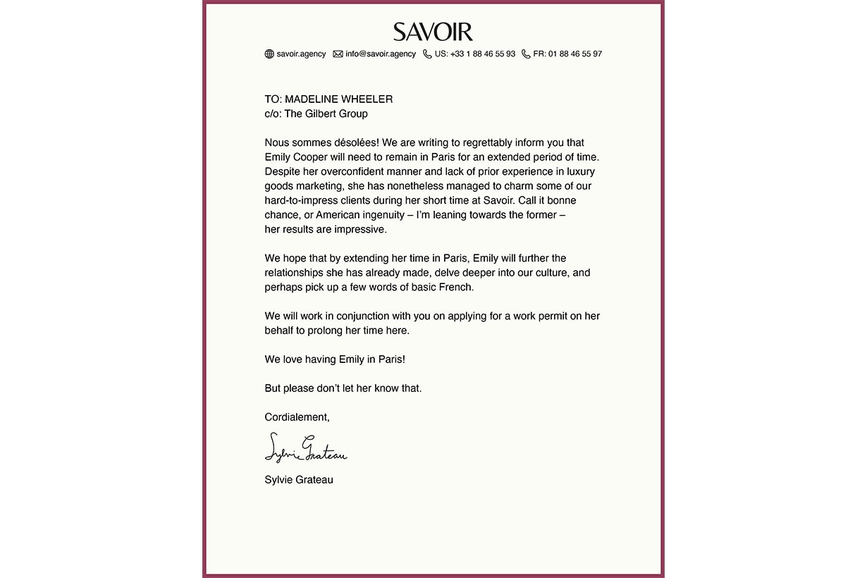 Sylvie Grateau's Letter