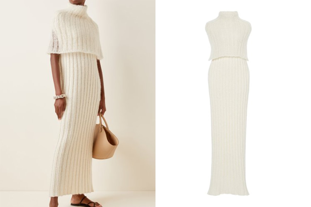 Jil Sander Layered Wool Maxi Turtleneck Sweater Dress